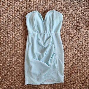 Mint Blue Strapless Bodycon Mini Dress. SIZE Medium